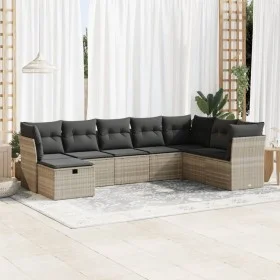 Garden sofa set 8 pieces and gray synthetic rattan cushions by , Garden sets - Ref: Foro24-3325338, Price: 531,82 €, Discount: %