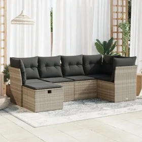 Garden sofa set 6 pieces and gray synthetic rattan cushions by , Garden sets - Ref: Foro24-3325288, Price: 427,14 €, Discount: %