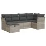 Garden sofa set 6 pieces and gray synthetic rattan cushions by , Garden sets - Ref: Foro24-3325288, Price: 427,14 €, Discount: %