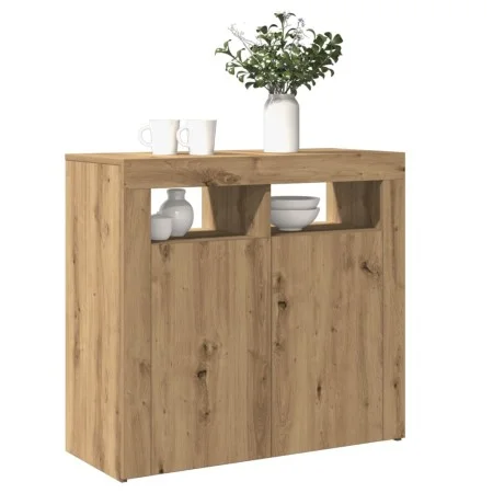 LED lighted oak wood sideboard artisan engineering 80x35x75 cm by , Sideboards - Ref: Foro24-856362, Price: 98,52 €, Discount: %