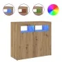LED lighted oak wood sideboard artisan engineering 80x35x75 cm by , Sideboards - Ref: Foro24-856362, Price: 98,52 €, Discount: %