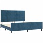 Estructura cama con cabecero terciopelo azul oscuro 180x200 cm