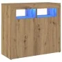 LED lighted oak wood sideboard artisan engineering 80x35x75 cm by , Sideboards - Ref: Foro24-856362, Price: 98,52 €, Discount: %