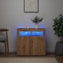 Aparador luces LED madera ingeniería roble artisan 80x35x75 cm de , Aparadores - Ref: Foro24-856362, Precio: 100,13 €, Descue...