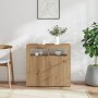 LED lighted oak wood sideboard artisan engineering 80x35x75 cm by , Sideboards - Ref: Foro24-856362, Price: 100,13 €, Discoun...