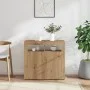 LED lighted oak wood sideboard artisan engineering 80x35x75 cm by , Sideboards - Ref: Foro24-856362, Price: 98,52 €, Discount: %