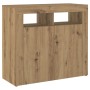 LED lighted oak wood sideboard artisan engineering 80x35x75 cm by , Sideboards - Ref: Foro24-856362, Price: 100,13 €, Discoun...