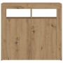 LED lighted oak wood sideboard artisan engineering 80x35x75 cm by , Sideboards - Ref: Foro24-856362, Price: 100,13 €, Discoun...