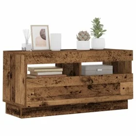 TV stand with LED lights, aged engineered wood, 80x35x40 cm by , TV Furniture - Ref: Foro24-856357, Price: 65,26 €, Discount: %