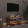 TV stand with LED lights, aged engineered wood, 80x35x40 cm by , TV Furniture - Ref: Foro24-856357, Price: 65,41 €, Discount: %