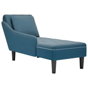 Deck chair with pillow and right armrest in blue velvet. by , Daybeds - Ref: Foro24-4009771, Price: 137,49 €, Discount: %