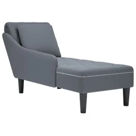 Liegestuhl mit Kissen und rechter Armlehne aus dunkelgrauem Samt. von , Tagesbetten - Ref: Foro24-4009773, Preis: 153,08 €, R...