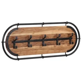 Wall-mounted coat rack with 5 solid mango wood hooks by , Hat and coat racks - Ref: Foro24-4013507, Price: 52,79 €, Discount: %