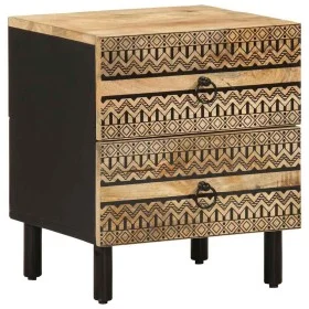 Massiver Nachttisch aus schwarzem, grobem Mangoholz, 40x33,5x46 cm. von , Nachttische - Ref: Foro24-4018626, Preis: 74,69 €, ...