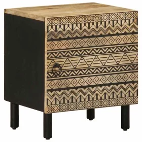 Solid rough black mango wood bedside table 40x33.5x46 cm by , Nightstands - Ref: Foro24-4018624, Price: 58,50 €, Discount: %