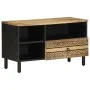 Solid rough black mango wood TV stand 80x33.5x46 cm by , CD and DVD storage - Ref: Foro24-4018645, Price: 64,37 €, Discount: %