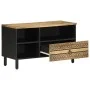 Solid rough black mango wood TV stand 80x33.5x46 cm by , CD and DVD storage - Ref: Foro24-4018645, Price: 64,37 €, Discount: %