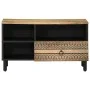 Mueble de TV madera maciza de mango rugosa negro 80x33,5x46 cm de , Almacenamiento para CD y DVD - Ref: Foro24-4018645, Preci...