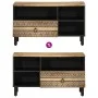 TV-Möbel aus massivem, schwarzem, grobem Mangoholz, 80x33,5x46 cm. von , CD- und DVD-Speicher - Ref: Foro24-4018645, Preis: 6...