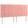 Estructura de cama con cabecero de terciopelo rosa 180x200 cm
