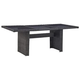 Black synthetic rattan glass garden dining table 200x100x74 cm by vidaXL, Garden tables - Ref: Foro24-310145, Price: 201,63 €...