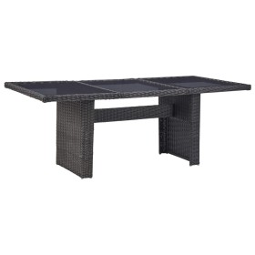 Mesa comedor jardín vidrio ratán sintético negro 200x100x74 cm