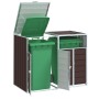 Double trash container shed, brown steel, 144x81x113 cm by , Waste container supports - Ref: Foro24-4006178, Price: 169,42 €,...