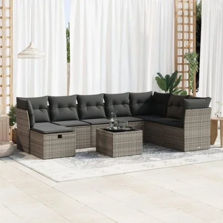 Set de sofás de jardín con cojines 9 pzas ratán sintético gris von , Gartensets - Ref: Foro24-3325346, Preis: 528,02 €, Rabat...