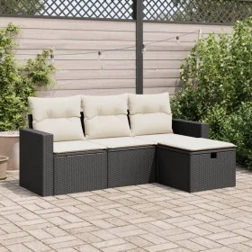 Gartensitzgruppe 4-teilig mit schwarzen Polstern aus synthetischem Rattan von , Gartensets - Ref: Foro24-3325352, Preis: 247,...