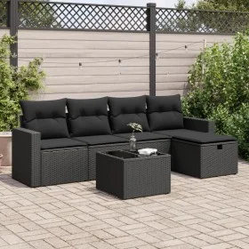 6-piece garden sofa set with black synthetic rattan cushions by , Garden sets - Ref: Foro24-3325371, Price: 393,55 €, Discoun...