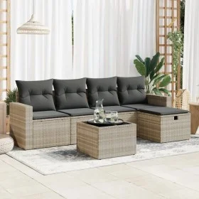 Garden sofa set 6 pieces and gray synthetic rattan cushions by , Garden sets - Ref: Foro24-3325378, Price: 390,55 €, Discount: %