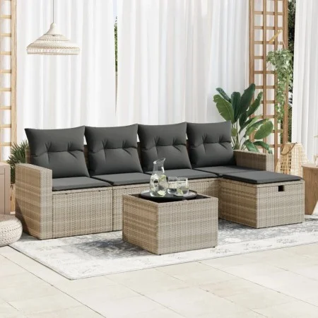 Garden sofa set 6 pieces and gray synthetic rattan cushions by , Garden sets - Ref: Foro24-3325378, Price: 390,55 €, Discount: %
