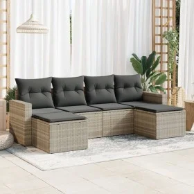 Set de sofás de jardín 6 pzas y cojines ratán sintético gris by , Garden sets - Ref: Foro24-3325428, Price: 390,75 €, Discoun...