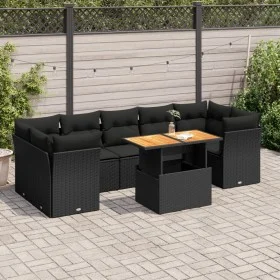Set de sofás de jardín y cojines 8 piezas ratán sintético negro de , Conjuntos de jardín - Ref: Foro24-3326897, Precio: 545,1...