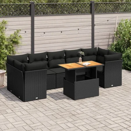 Garden sofa set with 8 pieces of black synthetic rattan and cushions. by , Garden sets - Ref: Foro24-3326897, Price: 545,11 €...