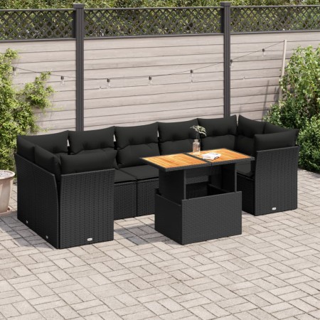 Gartensofa-Set und Kissen, 8-teilig, aus schwarzem Kunststoff-Rattan. von , Gartensets - Ref: Foro24-3326897, Preis: 567,02 €...