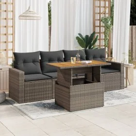 Gartensofagarnitur mit 5-teiligen Kissen aus grauem Kunststoff-Rattan. von , Gartensets - Ref: Foro24-3326986, Preis: 352,12 ...