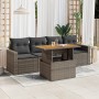 Garden sofa set with 5-piece synthetic rattan gray cushions by , Garden sets - Ref: Foro24-3326986, Price: 350,94 €, Discount: %