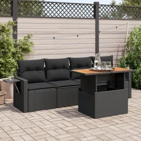 5-piece garden furniture set with black synthetic rattan cushions by , Garden sets - Ref: Foro24-3327093, Price: 391,40 €, Di...