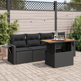 Gartenmöbel-Set 5-teilig mit schwarzen Polstern aus synthetischem Rattan von , Gartensets - Ref: Foro24-3327093, Preis: 386,0...