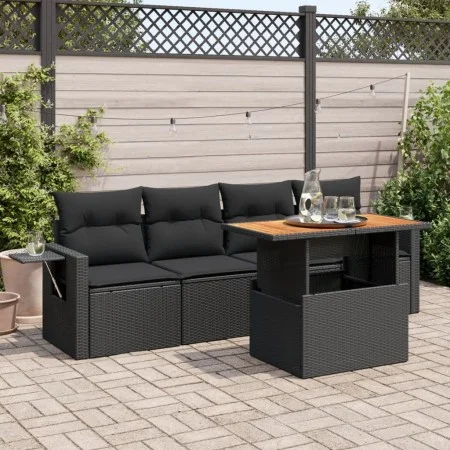 Gartenmöbel-Set 5-teilig mit schwarzen Polstern aus synthetischem Rattan von , Gartensets - Ref: Foro24-3327093, Preis: 399,7...