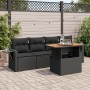 Set de muebles de jardín 5 pzas y cojines ratán sintético negro de , Conjuntos de jardín - Ref: Foro24-3327093, Precio: 385,88 €