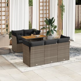 6-piece garden furniture set with gray synthetic rattan cushions by , Garden sets - Ref: Foro24-3326888, Price: 423,11 €, Dis...
