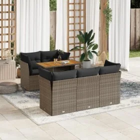6-piece garden furniture set with gray synthetic rattan cushions by , Garden sets - Ref: Foro24-3326888, Price: 423,88 €, Dis...