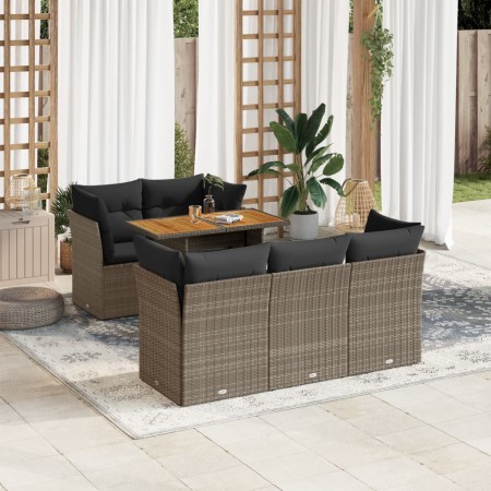 6-piece garden furniture set with gray synthetic rattan cushions by , Garden sets - Ref: Foro24-3326888, Price: 423,11 €, Dis...