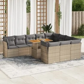 Gartensofa-Set 11-teilig mit beigen Polstern aus synthetischem Rattan von , Gartensets - Ref: Foro24-3326978, Preis: 748,97 €...