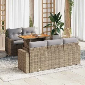 Garden sofa set with 6-piece synthetic rattan beige cushions by , Garden sets - Ref: Foro24-3326992, Price: 540,30 €, Discoun...