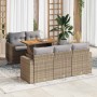 Garden sofa set with 6-piece synthetic rattan beige cushions by , Garden sets - Ref: Foro24-3326992, Price: 508,03 €, Discoun...