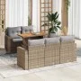 Garden sofa set with 6-piece synthetic rattan beige cushions by , Garden sets - Ref: Foro24-3326992, Price: 540,30 €, Discoun...