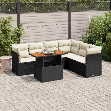 7-piece garden sofa set with black synthetic rattan cushions by , Garden sets - Ref: Foro24-3326933, Price: 455,25 €, Discoun...